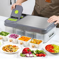 Hachoir à légumes multifonctionnel avec récipient, trancheuse à légumes, coupe-oignons et pommes de terre, mandoline et planche à découper