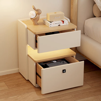 Mesita de Noche Moderna de Madera Maciza con Caja Fuerte Integrada Oculta, Antirrobo, Compacta, Ultra Estrecha de 30 cm, con Carga