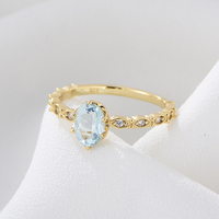 Bague en argent sterling 925 plaqué or avec zircon bleu de la marque Peishang, bijoux pour femmes, bagues personnalisées en gros, bijoux pour femmes