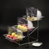 Équipement de restauration commerciale Airuisi pour hôtels et restaurants, plateaux de service en métal et céramique de luxe à 3 niveaux, grande capacité, en libre-service