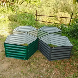 Cama elevada de metal para jardín vegetal, venta al por mayor, caja de maceta galvanizada de zinc y aluminio para exteriores, cama de jardín corrugada Modular