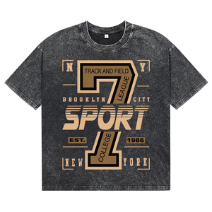 Vintage <b>Black</b> Acid Wash Men's Breathable T-<b>Shirts</b> Custom Cotton Letter Print Design O-Neck Casual Sport Style Short Sleeve <b>Tees</b> - Product Image 1