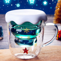 Mug de Noël avec design d'arbre de Noël inversé, art moderne, verre isolant à double paroi pour les vœux de Noël