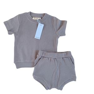 Ensemble de vêtements pour bébé, 2 pièces/ensembles, vêtements d'été, chemise à manches courtes + short, coton côtelé, vêtements pour enfants, ensemble de vêtements pour bébé - Product Image 1