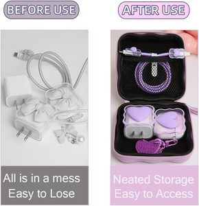 Étui de protection pour chargeur, boîte de rangement pour écouteurs, organisateur de câbles, boîte de rangement pour écouteurs sans fil, violet amour - Product Image 3