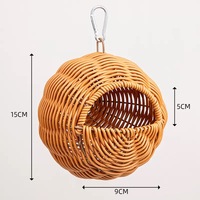 Perchoir pour oiseaux rond en faux rotin tissé à la main, durable et écologique, pour toutes les saisons, utilisation intérieure/extérieure