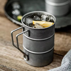 Stainless Steel Classic Barrel Beer Mugs with Handle for Camping Outdoor Use Portable & <b>Thermal</b> Insulation - Product Image 3
