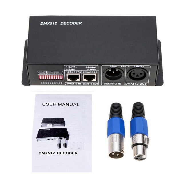 DMX512 12V-24V Decoder Led Digital Controller 4 Channel Dimmer DC