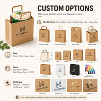 Sac de livraison alimentaire en papier kraft personnalisé, sac à emporter de qualité alimentaire avec poignée plate, emballage écologique recyclable pour saladier HONPAK