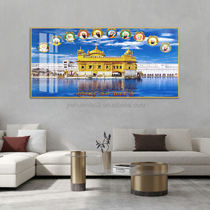 Cuadro <span class=keywords><strong>de</strong></span> Arte Mural <span class=keywords><strong>de</strong></span> <span class=keywords><strong>Vidrio</strong></span> con Pinturas <span class=keywords><strong>de</strong></span> la India, Templo Dorado del Sikhismo en Amritsar, Tierra Santa Musulmana, Imagen Personalizada <span class=keywords><strong>de</strong></span> la India - Product Image 4