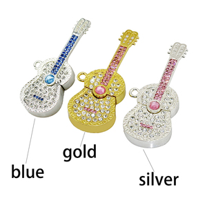 Kim loại pha lê Guitar <span class=keywords><strong>USB</strong></span> <span class=keywords><strong>Flash</strong></span> Drive 8GB 16GB Pen Drive 32GB 64GB Pendrive Vàng Bạc Kim Cương Violin <span class=keywords><strong>Memory</strong></span> Stick 2GB 4GB Quà Tặng - Product Image 2
