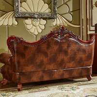Canapé de salon de luxe de style européen en bois massif, sculpté double face, en cuir de vachette pleine fleur de style américain, nouveau mobilier haut de gamme