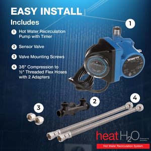 ระบบหมุนเวียนน้ำร้อน Watts Heat H2O พร้อมตัวตั้งเวลาแบบตั้งโปรแกรมได้ ปั๊มน้ำ 3.4 แกลลอนต่อนาที สำหรับน้ำร้อนทันที - Product Image 5