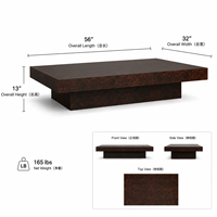 Table basse en bois de palissandre rectangulaire avec base en bloc pour salon