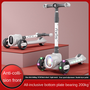 2024 plus récent aluminium plastique acier enfants <span class=keywords><strong>Scooter</strong></span> 4 3 2 PU <span class=keywords><strong>trois</strong></span> <span class=keywords><strong>roues</strong></span> avec siège lumières led âge 3-6 6-8 8-12 ans - Product Image 4