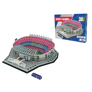 IQ Oma Espanol DIY Teka-teki Jigsaw Sepak Bola Dunia 3D Stadion dengan 69 Buah