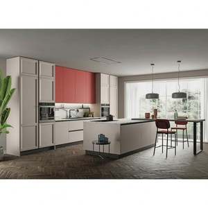 Muebles de Cocina Modernos con Acabado Blanco Brillante, Gabinetes de Cocina Ensamblados con Isla Negra - Product Image 4