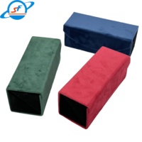 Étui à lunettes pliable en velours à 2 compartiments, boîte de rangement souple pour lunettes de soleil, logo personnalisé, étui à lunettes fait main