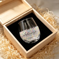 Verre à vin sans pied en strass irisé, verre en forme d'œuf décoré de diamants colorés, verre à boire de luxe, cadeau pour femmes