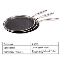 Ensemble de casseroles en acier inoxydable 304 à double face gravées à l'eau, légères et portables, 26 cm/28 cm/30 cm, pour faire des œufs, des pizzas