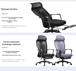 <span class=keywords><strong>Chaise</strong></span> de bureau ergonomique en maille avec repose-pieds, appui-tête réglable, dossier haut, pivotante et inclinable - Product Image 4
