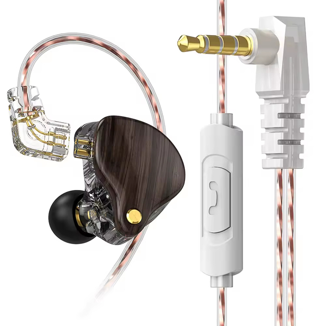 Stylish Wooden Wired Earphone in Ear Stereo Sound Wired Earbuds Long Travel Music Use Wood Grain Sports In-Ear Wired Headphones