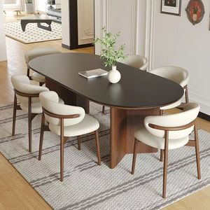 Juego de Mesa de Comedor Redonda de Madera Maciza de Nogal Moderno, Extensible y Convertible, con 8 Sillas para Restaurante, Hogar y <span class=keywords><strong>Cena</strong></span> - Product Image 6