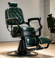 Fauteuil de barbier au style rétro haut de gamme, repose-pieds réglable, fauteuil de barbier rotatif pour salon de coiffure masculin