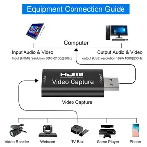 Kartu Penangkap HDMI Video 1080P 60fps, Kartu Perekam HDMI Ke USB 3.0 4K Streaming Langsung dari Pabrik Kualitas Tinggi dengan Audio