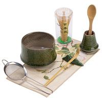 Ensemble de 4 ustensiles japonais durables en céramique pour la préparation du matcha : bol à thé, fouet à thé, support pour fouet, brosse à thé, cuillère à thé, accessoires