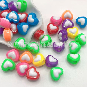 Cuentas de Corazón con Agujero Grande de 14 mm, Multicolores, para Accesorios de Cabello DIY, Cuentas Dispersas Casuales Unisex - Product Image 1