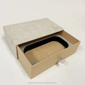 Custom cardboard paper packaging fabric cover gift luxury box with drawer