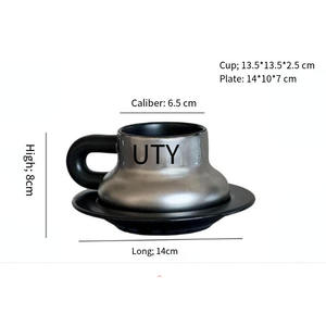 Taza de Cerámica Linda y de Alta Gama para Parejas, Taza de Café y Leche con Platillo, Taza de Cerámica Retro Original de Pequeña Capacidad - Product Image 2