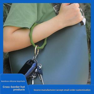 Geometric Type Silicone Bracelet Key Gold <b>Large</b> Buckle Outdoor Sports Case Silicone Bracelet Keychain Wristlet Round Keyring - Product Image 2