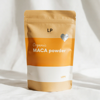 Doypack imprimé sur mesure pour poudre de maca biologique, sachet refermable en aluminium pour l'emballage de compléments alimentaires