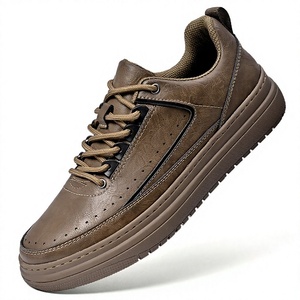 Zapatos para caminar de cuero genuino marrón, transpirables, con cordones, zapatillas casuales antideslizantes, cómodas, calzado para hombre - Product Image 4