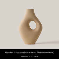 Vas Keramik Putih Gaya Wabi-Sabi Dekorasi Rumah Kreatif Beige Matte Hiasan Rangkaian Bunga Ruang Tamu Pintu Masuk Rumah