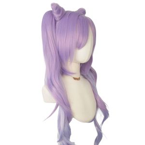 <span class=keywords><strong>Parrucca</strong></span> Cosplay Mengtong nuovo arrivo da Genshin impatto Keqing <span class=keywords><strong>parrucca</strong></span> per donna viola misto grigio chiaro lunghi capelli sintetici lisci - Product Image 5
