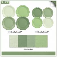 Ensemble de 24 assiettes en papier et serviettes rondes de 10 pouces, couleur vert sauge, neuves, jetables, pour 24 invités, décoration de fête d'anniversaire