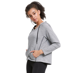 Personnalisé Coton Doux Zippé O-cou Gris Sport <span class=keywords><strong>Allaitement</strong></span> Top Avec Capuche - Product Image 5