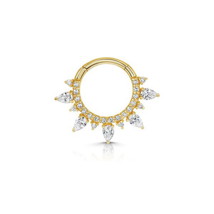 Orecchini a Perno in Zircone per Donna, Forma di Cuore, Chiusura a Vite, Anelli per Naso, Placcati in Oro, Regalo per Feste - Product Image 6