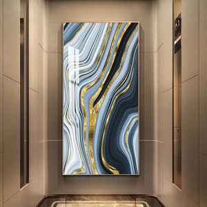 Hotel porche decoración verde azulado oro turquesa lujo pared arte cristal porcelana pintura moderna grande pared arte abstracto pintura - Product Image 2