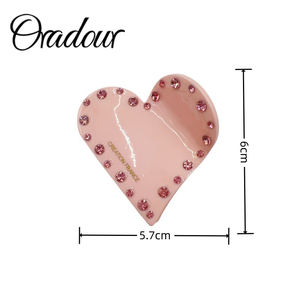 Oradour Pince à cheveux de luxe personnalisée en acétate avec strass roses français et diamant en forme de cœur, accessoire de mode pour femme, usage domestique, divers modèles - Product Image 5