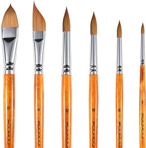 Pinceaux d'<span class=keywords><strong>aquarelle</strong></span> professionnels, 6 pièces, ronds pointus, langue de chat, lavage ovale, Dagger Kolinsky, pinceaux de peinture d'<span class=keywords><strong>aquarelle</strong></span> pour l'art - Product Image 1