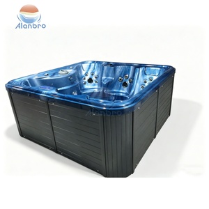 Spa de jardin rectangulaire moderne autoportant de haute qualité pour 6 à 7 personnes avec bain à remous, cascade, hydromassage et drain. - Product Image 3