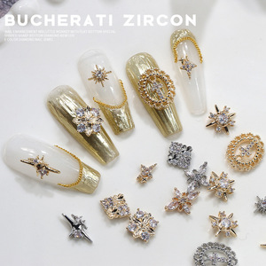 Novedad: Lujosos Accesorios Retro para Uñas con Zirconia, Metal, Diamantes de Imitación, Trébol Estrellado y Diamantes Incrustados - Product Image 2