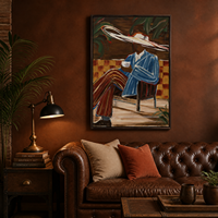 Peinture à l'huile sur toile 100% peinte à la main, style cowboy rétro haut de gamme, épaisseur impasto, pour décoration de salon et chambre à coucher