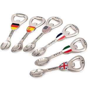 พวงกุญแจแม่เหล็กตู้เย็นโลหะรูปทรงช้อนสำหรับเปิดเบียร์ที่เปิดฝาขวดเป็นของที่ระลึกโลโก้ตามสั่ง - Product Image 1