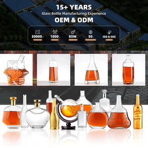 Bouteille de liqueur en verre gaufré tête de lion de luxe Solent, pour brandy, spiritueux, vin, vente en gros, fournisseur, fabricant, en vrac - Product Image 3