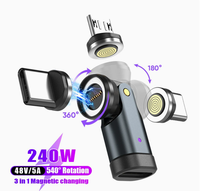 Adaptateur magnétique rotatif Type-C mâle vers femelle 540° °   Câble de données à rotation libre 240W à charge rapide compatible avec iPhone 17